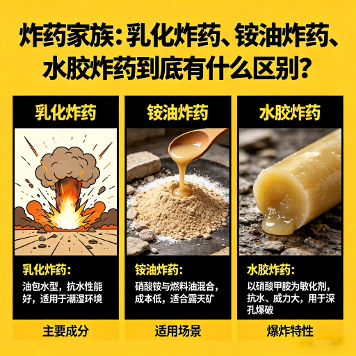 汉南炸药家族：乳化炸药、铵油炸药、水胶炸药到底有什么区别？